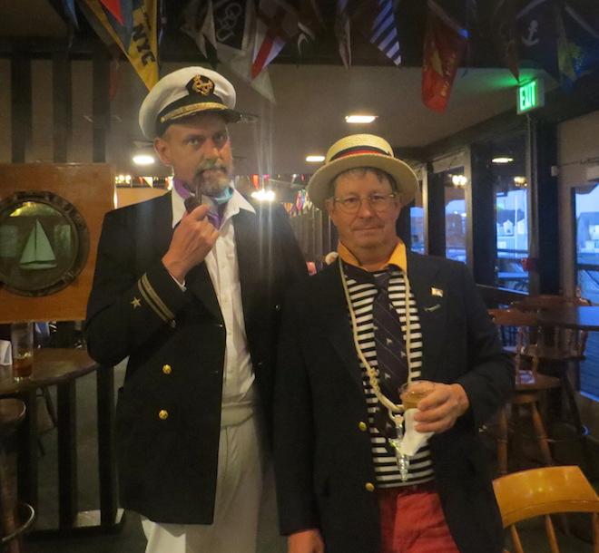 Merrick Cheney and organizer John Dukat in their hoity-toity finery - Beer can opening day © Richmond Yacht Club
